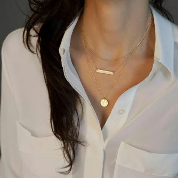Delicate Gold Bar Layered Necklace - Picture 6 of 6
